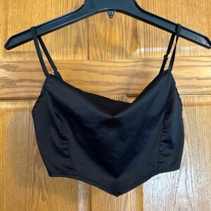 PrettyLittleThing Black Satin Cowl Neck Crop Top– Women’s US 0